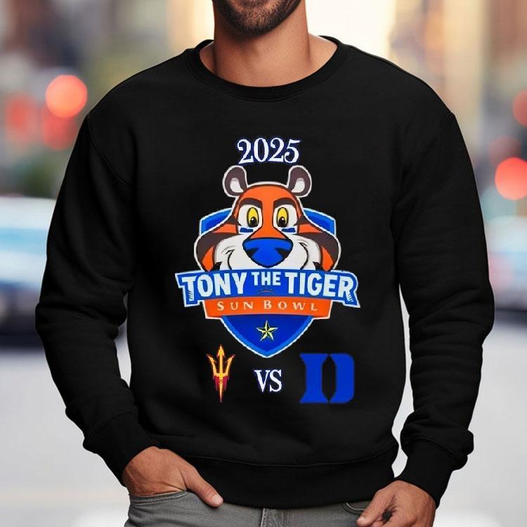 Arizona State Sun Devils Vs Duke Blue Devils Tony The Tiger Sun Bowl 2025 Shirt Arizona State Sun Devils Vs Duke Blue Devils Tony The Tiger Sun Bowl 2025 Shirt