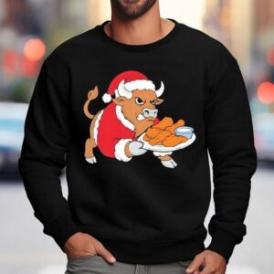 Buffalo Wearing Santa Suit Holding Fried Chicken Merry Christmas Shirt 3 Buffalo Wearing Santa Suit Holding Fried Chicken Merry Christmas Sweatshirt