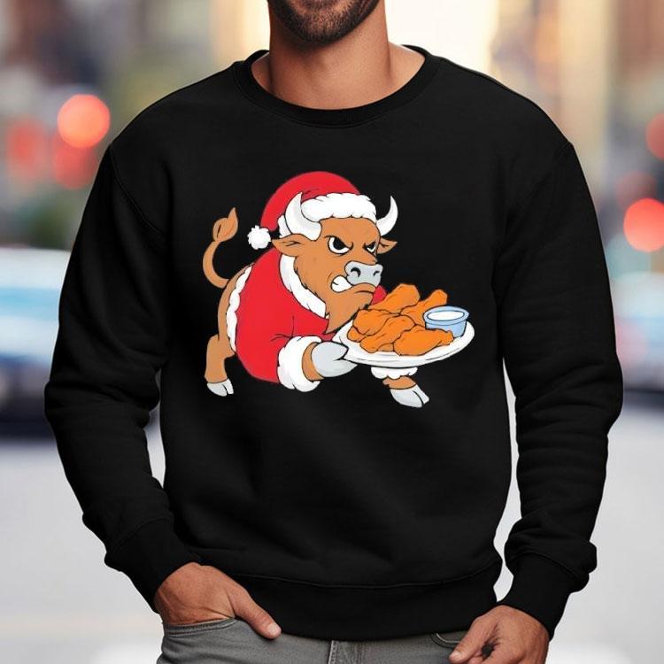 Buffalo Wearing Santa Suit Holding Fried Chicken Merry Christmas Shirt Buffalo Wearing Santa Suit Holding Fried Chicken Merry Christmas Shirt