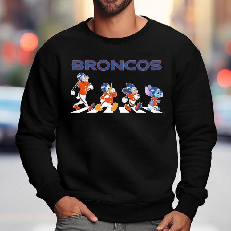 Denver Broncos X Goofy X Donald Duck X Mickey Mouse X Stitch Abbey Road Shirt Denver Broncos X Goofy X Donald Duck X Mickey Mouse X Stitch Abbey Road Shirt