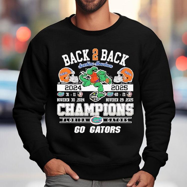 Florida Gators Back 2 Back Champions Of Sunshine Showdown Go Gators Shirt Florida Gators Back 2 Back Champions Of Sunshine Showdown Go Gators Shirt