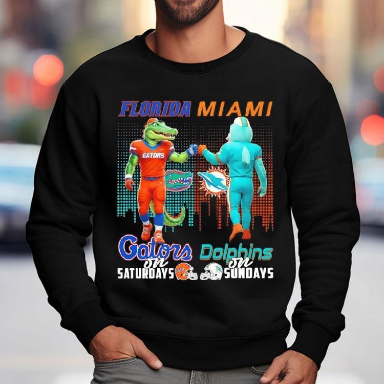 Florida Gators On Saturdays X Miami Dolphins On Sundays Mascot Shirt Florida Gators On Saturdays X Miami Dolphins On Sundays Mascot Shirt