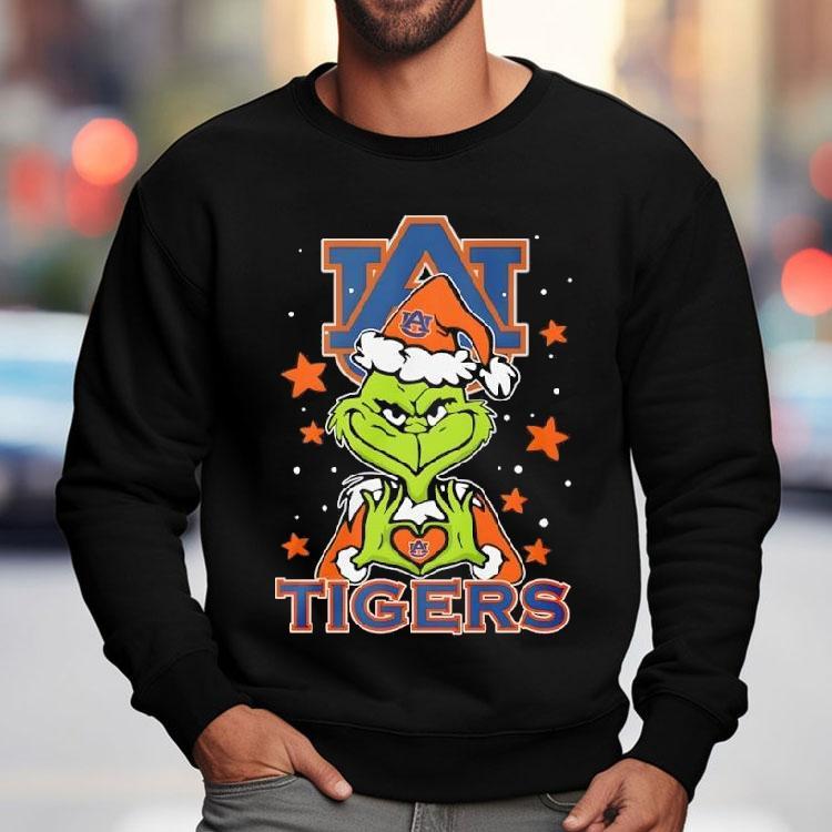 Grinch Auburn Tigers Hand Heart Shirt Grinch Auburn Tigers Hand Heart Shirt