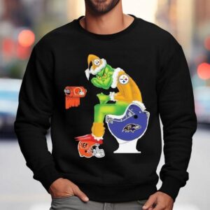 Grinch Pittsburgh Slers Shit On Baltimore Ravens Helmet Toilet Christmas Shirt 3 Grinch Pittsburgh Slers Shit On Baltimore Ravens Helmet Toilet Christmas Sweatshirt