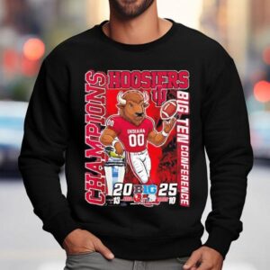 Indiana Hoosiers 2025 Big Ten Conference Champions Mascot Logo Shirt 3 Indiana Hoosiers Big Ten Conference Champions Mascot Logo Sweatshirt