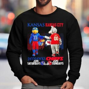 Kansas Jayhawks On Saturdays X Kansas City Chiefs On Sundays Mascot Shirt 3 Kansas Jayhawks On Saturdays X Kansas City Chiefs On Sundays Masco Sweatshirt