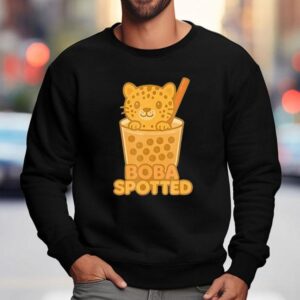 Leopard Spotted Cat Boba Bubble Funny Sweatshirt