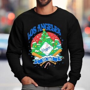 Los Angeles Dodgers Ugly Christmas Tree Motif Est 1883 Logo Shirt 3 Los Angeles Dodgers Ugly Christmas Tree Motif Est Logo Sweatshirt