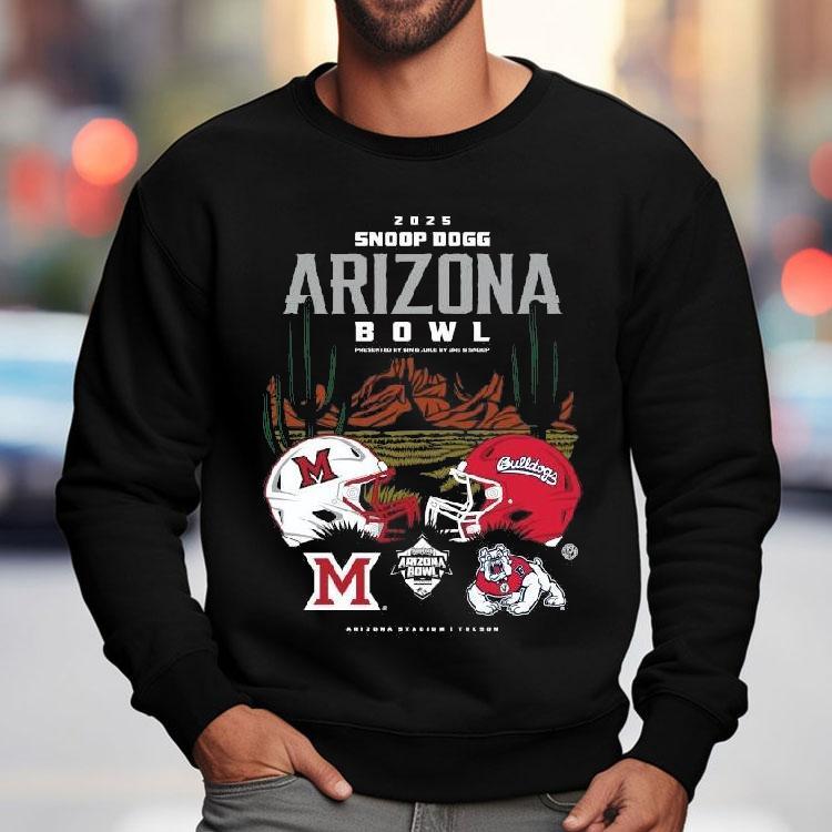 Miami Redhawks Vs Fresno State Bulldogs 2025 Snoop Dogg Arizona Bowl Head To Head Shirt Miami Redhawks Vs Fresno State Bulldogs 2025 Snoop Dogg Arizona Bowl Head To Head Shirt