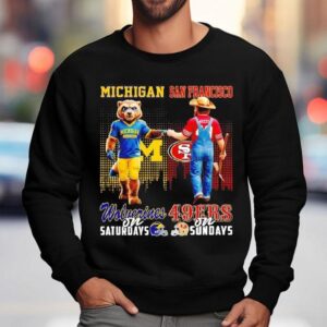 Michigan Wolverines On Saturdays X San Francisco 49ers On Sunday Mascot Shirt 3 Michigan Wolverines On Saturdays X San Francisco Ers On Sunday Masco Sweatshirt