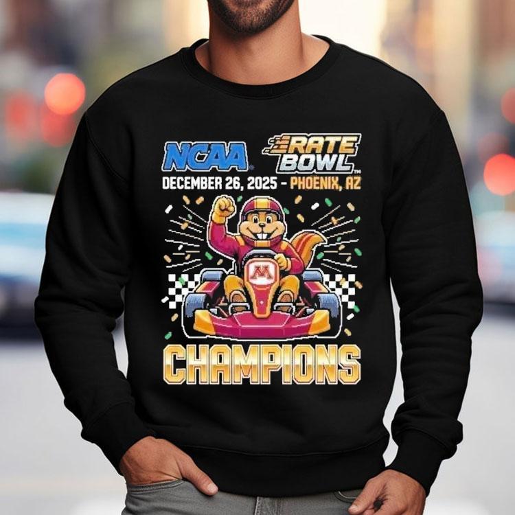 Minnesota Golden Gophers Rate Bowl Champions Mario Kart Goldy Gopher Racing Chase Field Phoenix Arizona December 26 2025 Mascot Shirt Minnesota Golden Gophers Rate Bowl Champions Mario Kart Goldy Gopher Racing Chase Field Phoenix Arizona December 26 2025 Mascot Shirt