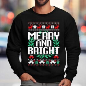 Moody And Uptight Merry And Bright Matching Couple Ugly Christmas Sweatshirt