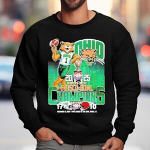 Ohio Bobcats Scooter S Coffee Frisco Bowl Champions City Skyline Mascot Trophy Sweatshirt