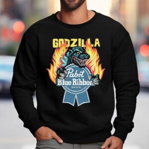 Pabst Blue Ribbon Flamed Godzilla Sweatshirt