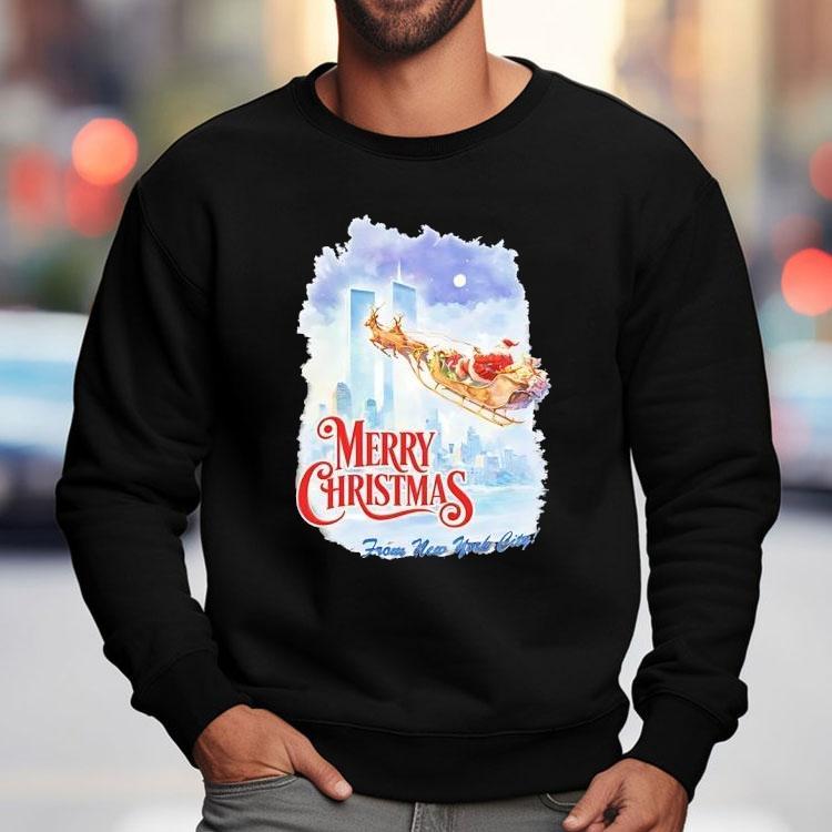 Santa Claus Riding Reindeer Merry Christmas From New Uork City Shirt Santa Claus Riding Reindeer Merry Christmas From New Uork City Shirt