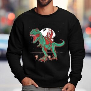 Santa Rides A T Rex Jurassic Christmas Sweatshirt