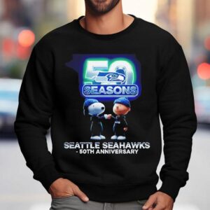 Seattle Seahawks Charlie Brown And Snoopy 50 Seasons Anniversary Shirt 3 Seattle Seahawks Charlie Brown And Snoopy Seasons Anniversary Sweatshirt