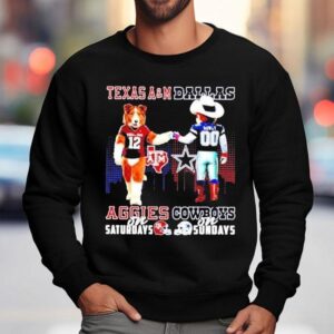 Texas Am Aggies On Saturdays Vs Dallas Cowboys On Sundays Mascot Skyline Shirt 3 Texas Am Aggies On Saturdays Vs Dallas Cowboys On Sundays Mascot Skyline Sweatshirt