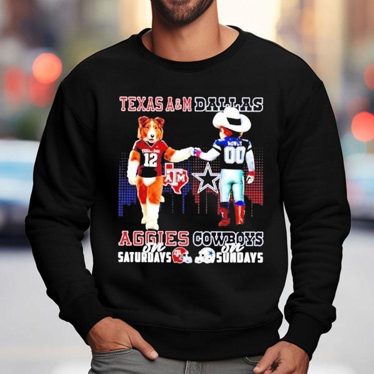 Texas Am Aggies On Saturdays Vs Dallas Cowboys On Sundays Mascot Skyline Shirt Texas Am Aggies On Saturdays Vs Dallas Cowboys On Sundays Mascot Skyline Shirt