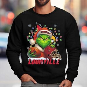 The Grinch X Ball And Helmet Louisville Cardinals Merry Christmas Sweatshirt