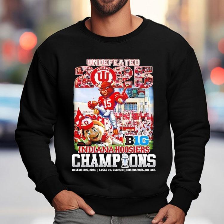 Undefeated 2025 Indiana Hoosiers As Big Ten Champions Mascots Graphic Shirt Undefeated 2025 Indiana Hoosiers As Big Ten Champions Mascots Graphic Shirt