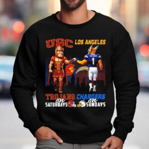 Usc Trojans On Saturdays X Los Angeles Chargers On Sundays Mascot Shirt 3 Usc Trojans On Saturdays X Los Angeles Chargers On Sundays Masco Sweatshirt