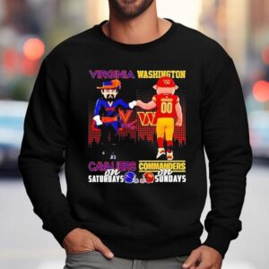 Virginia Cavaliers On Saturdays Washington Commanders On Sundays Mascot Shirt 3 Virginia Cavaliers On Saturdays Washington Commanders On Sundays Masco Sweatshirt
