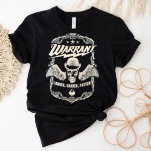 Warrant Louder Harder Faster Skull Wings Tshirt